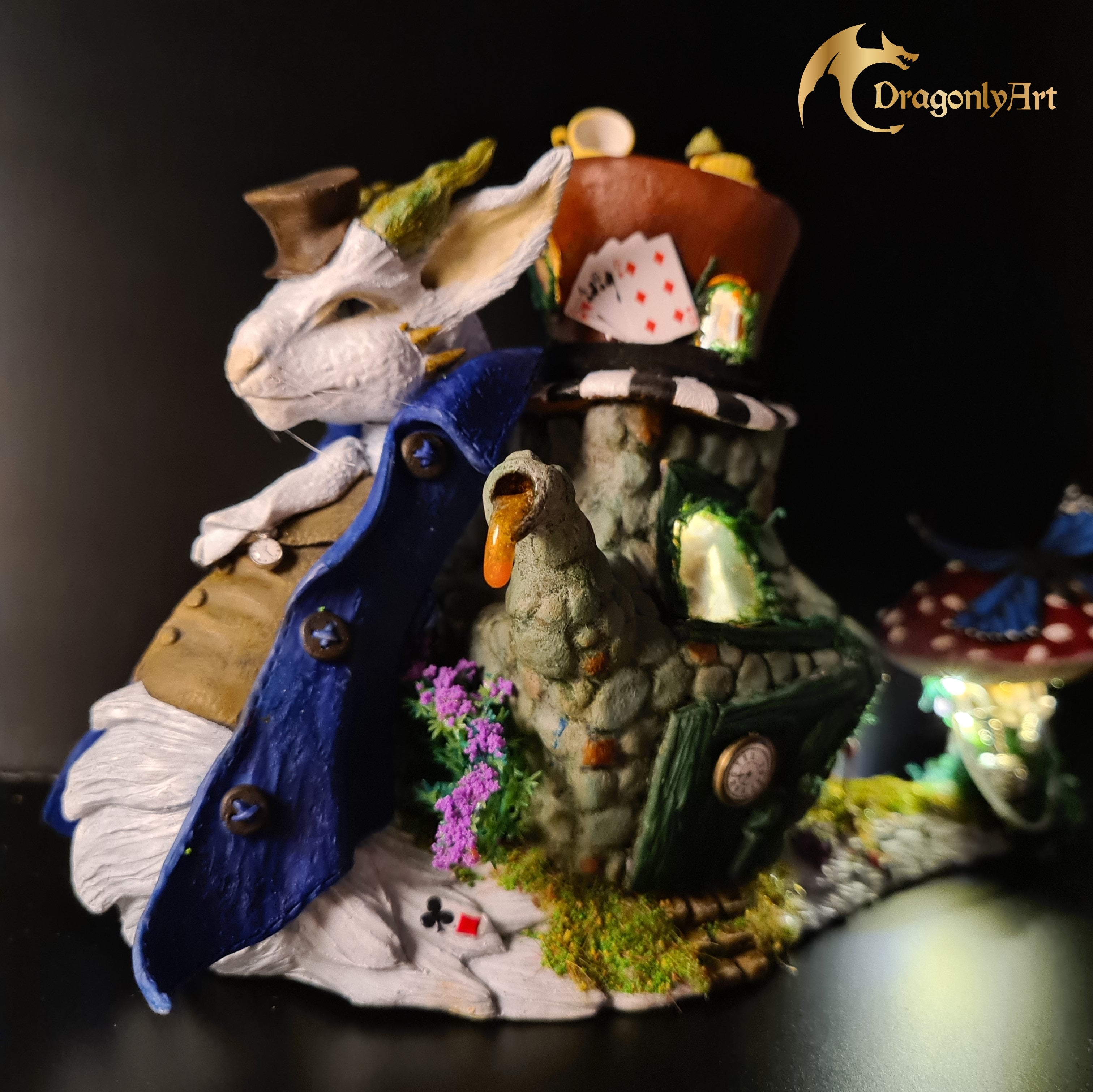 Alice-Inspired Snagon Sculpture | Dragon Snail Hybrid | Handmade Polymer Clay Fantasy Creature | Whimsical Art Figurine