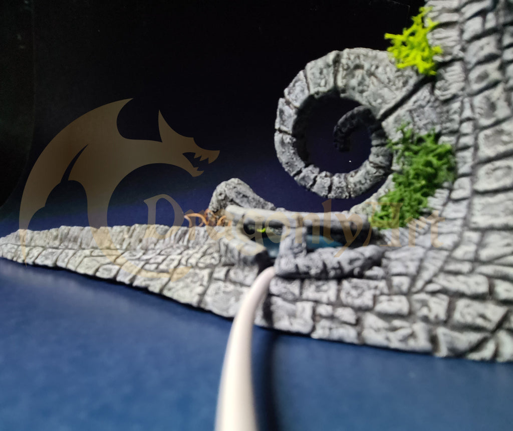 Hand-Sculpted Stone Dragon Light Sculpture: USB Powered LED
