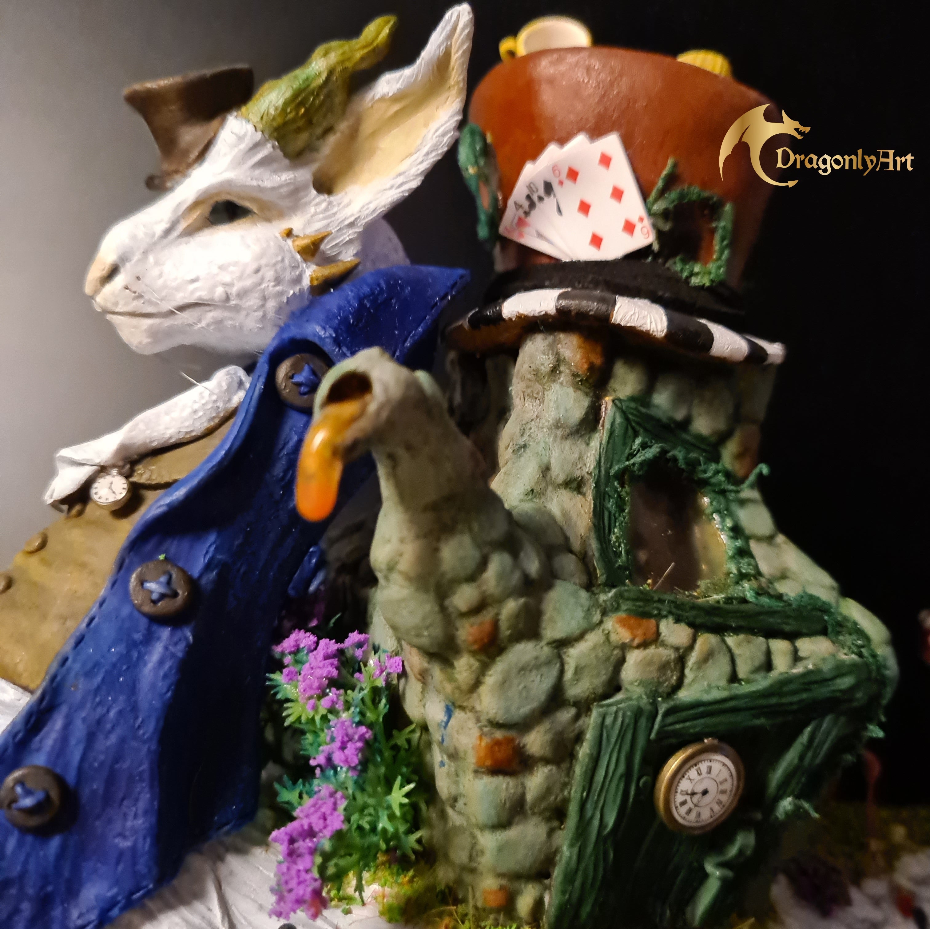 Alice-Inspired Snagon Sculpture | Dragon Snail Hybrid | Handmade Polymer Clay Fantasy Creature | Whimsical Art Figurine