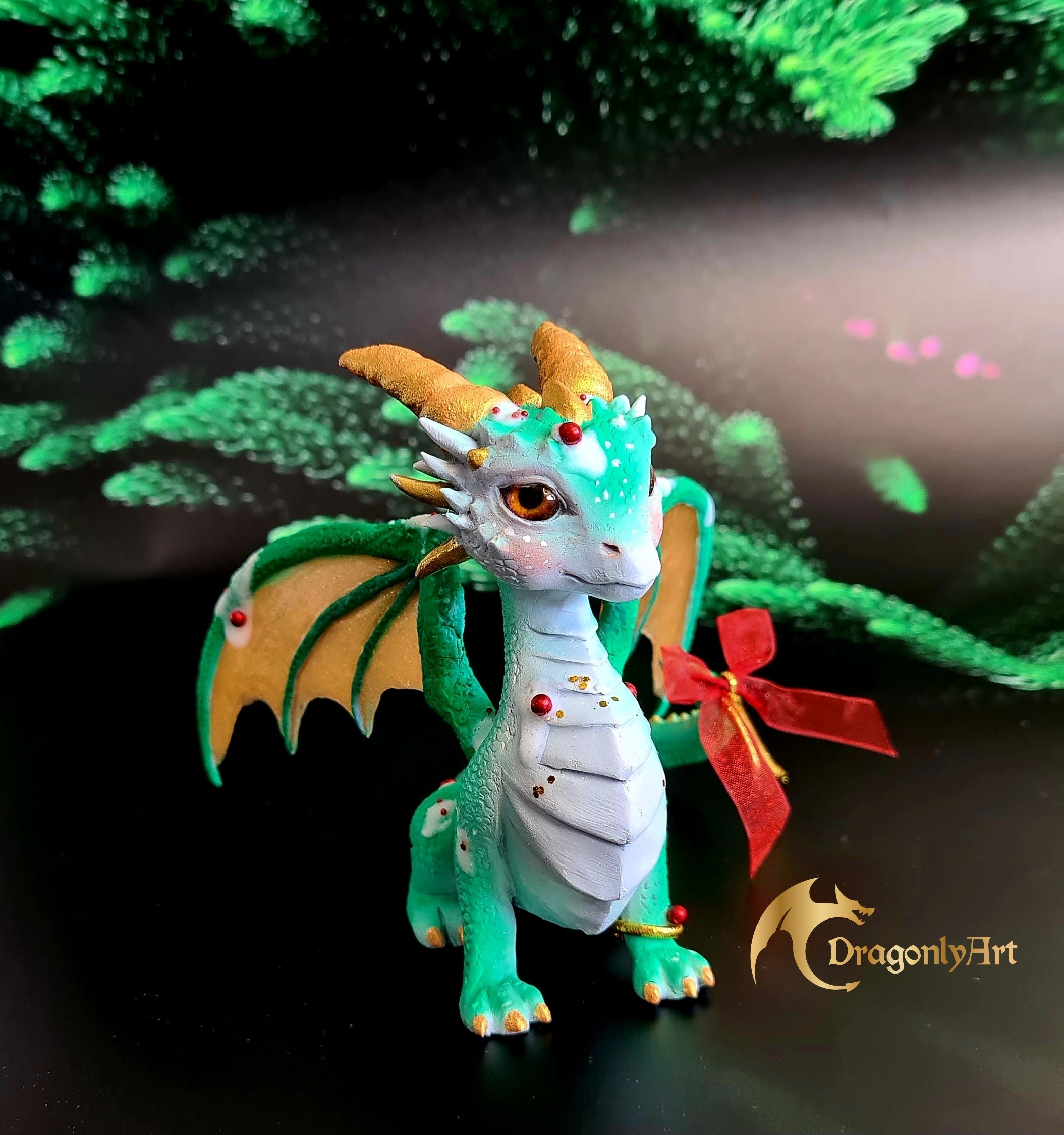 Christmas Dragon – Hand Sculpted Holiday Dragon