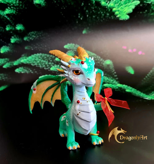 Christmas Dragon – Hand Sculpted Holiday Dragon