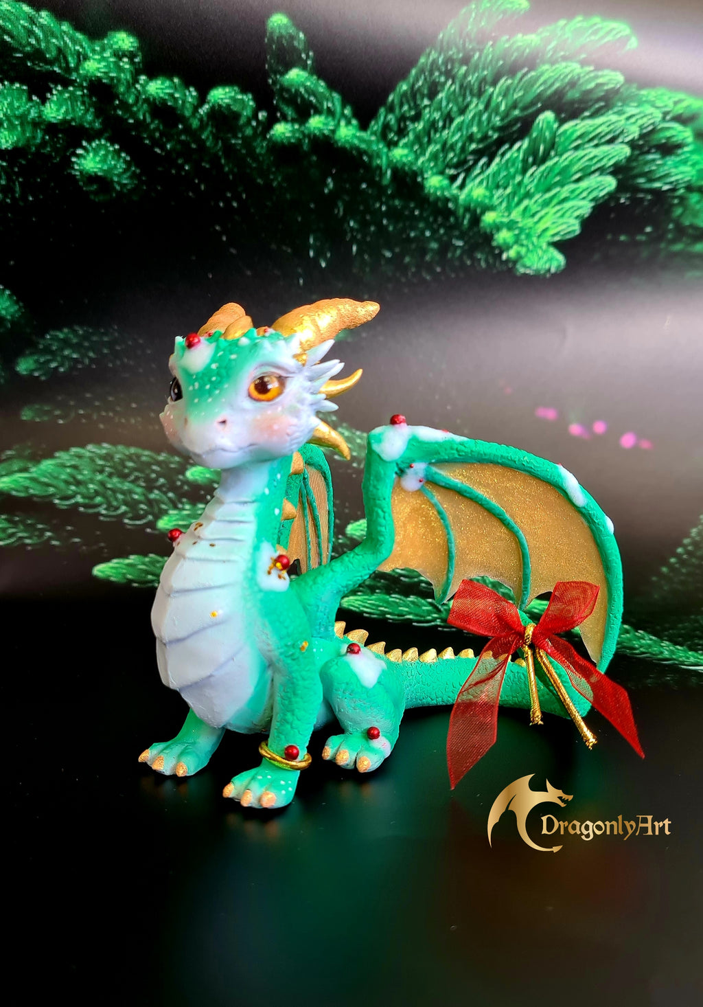 Christmas Dragon – Hand Sculpted Holiday Dragon