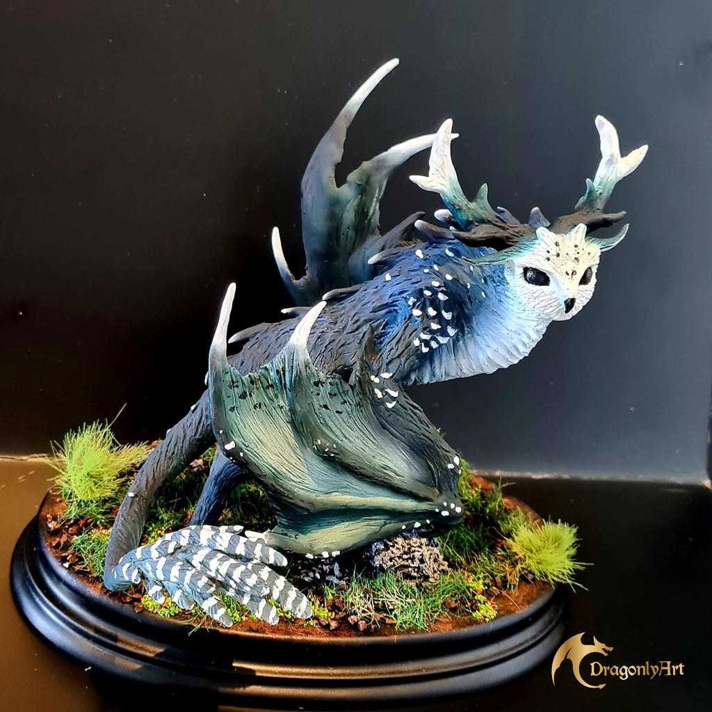 Owl Dragon Sculpture – One of a Kind, Hand Sculpted & Hand Painted