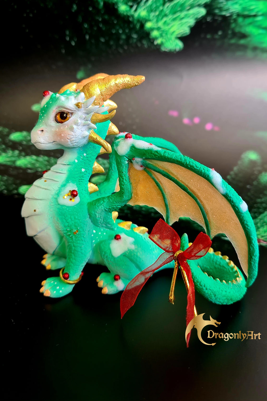 Christmas Dragon – Hand Sculpted Holiday Dragon