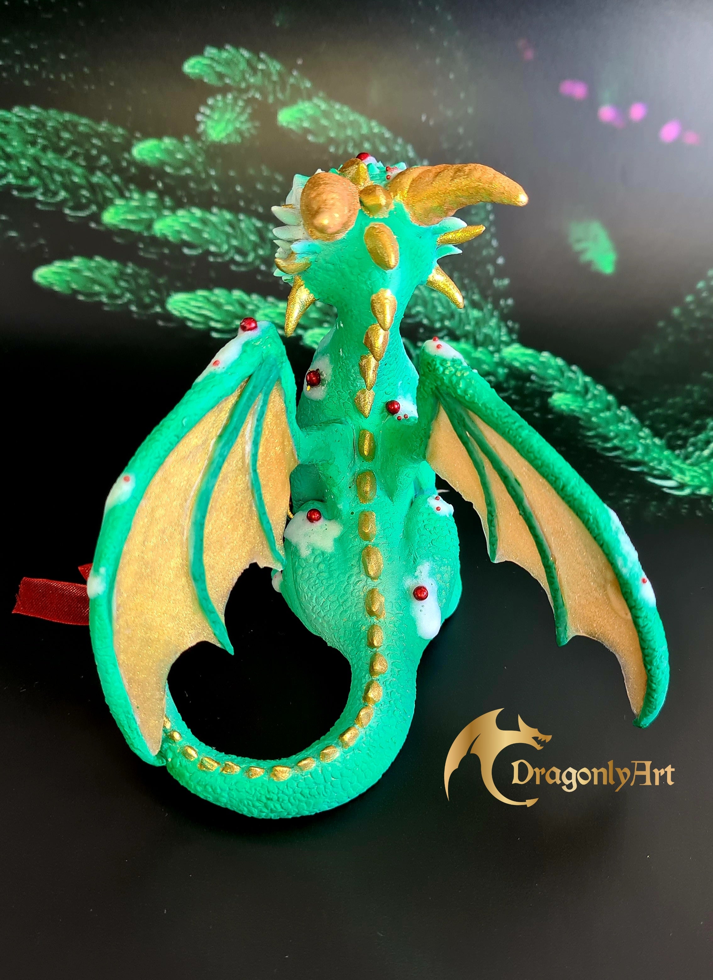Christmas Dragon – Hand Sculpted Holiday Dragon