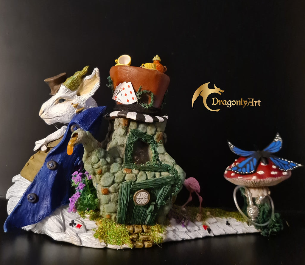 Alice-Inspired Snagon Sculpture | Dragon Snail Hybrid | Handmade Polymer Clay Fantasy Creature | Whimsical Art Figurine