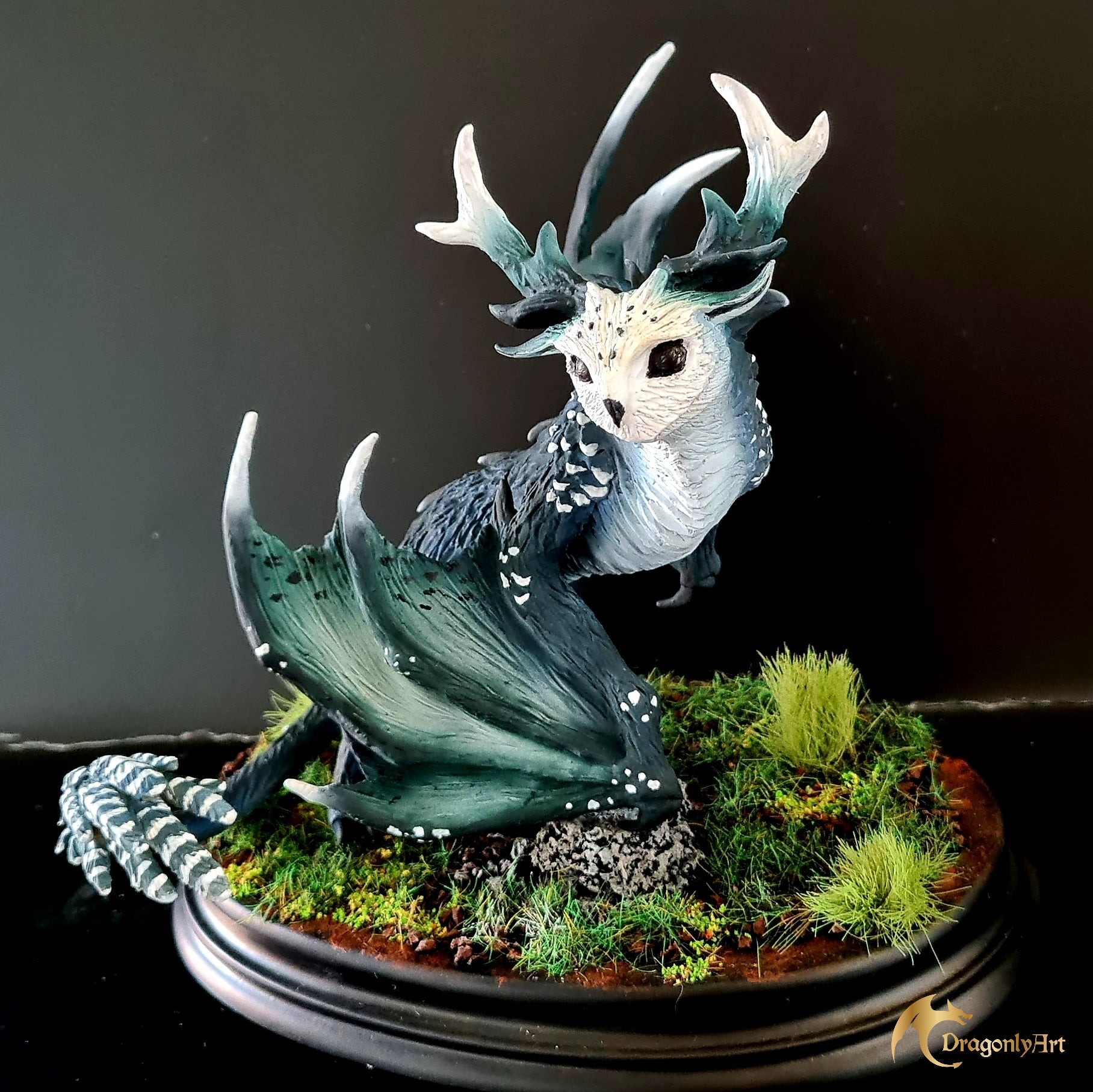 Owl Dragon Sculpture – One of a Kind, Hand Sculpted & Hand Painted