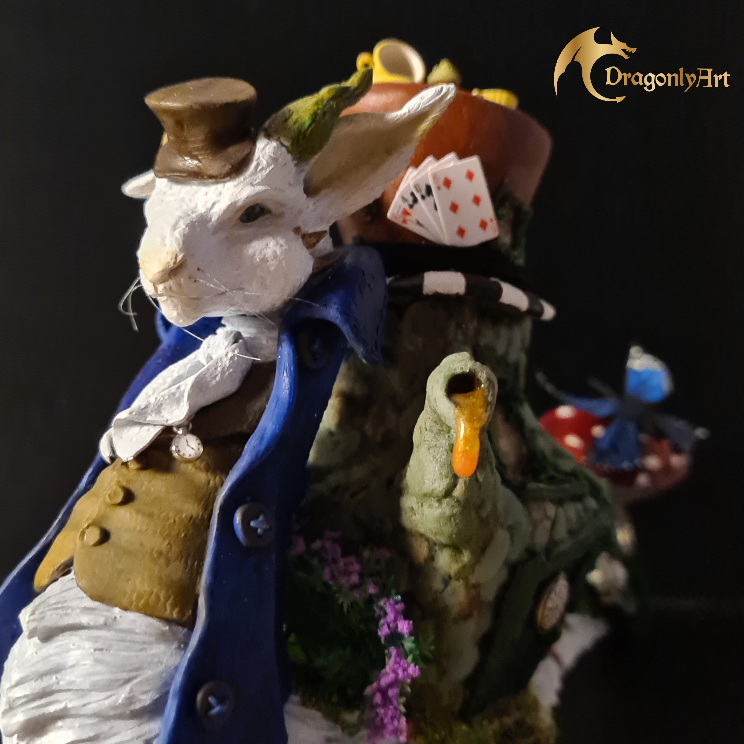 Alice-Inspired Snagon Sculpture | Dragon Snail Hybrid | Handmade Polymer Clay Fantasy Creature | Whimsical Art Figurine