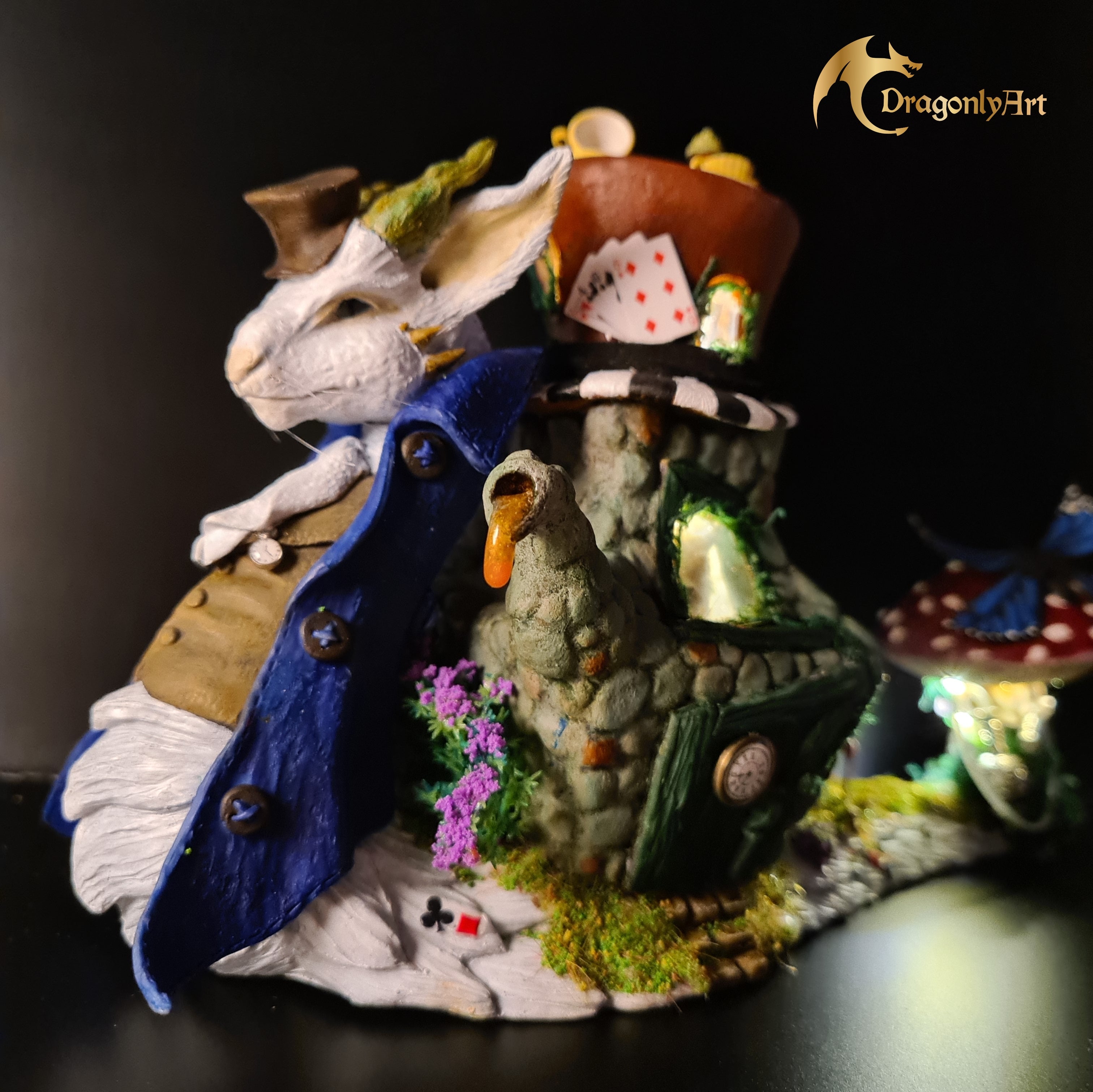 Alice-Inspired Snagon Sculpture | Dragon Snail Hybrid | Handmade Polymer Clay Fantasy Creature | Whimsical Art Figurine