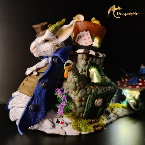 Alice-Inspired Snagon Sculpture | Dragon Snail Hybrid | Handmade Polymer Clay Fantasy Creature | Whimsical Art Figurine