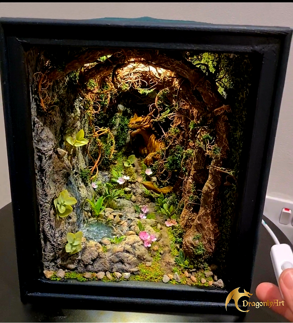 Enchanted Dragon Book Nook – Handcrafted Fantasy Shelf Scene
