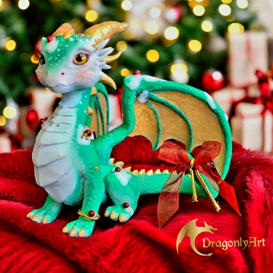 Christmas Dragon – Hand Sculpted Holiday Dragon