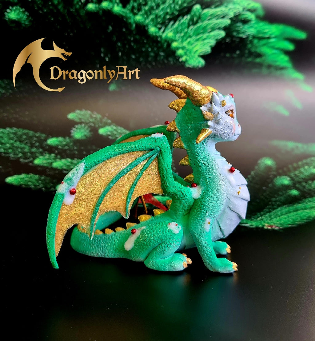 Christmas Dragon – Hand Sculpted Holiday Dragon
