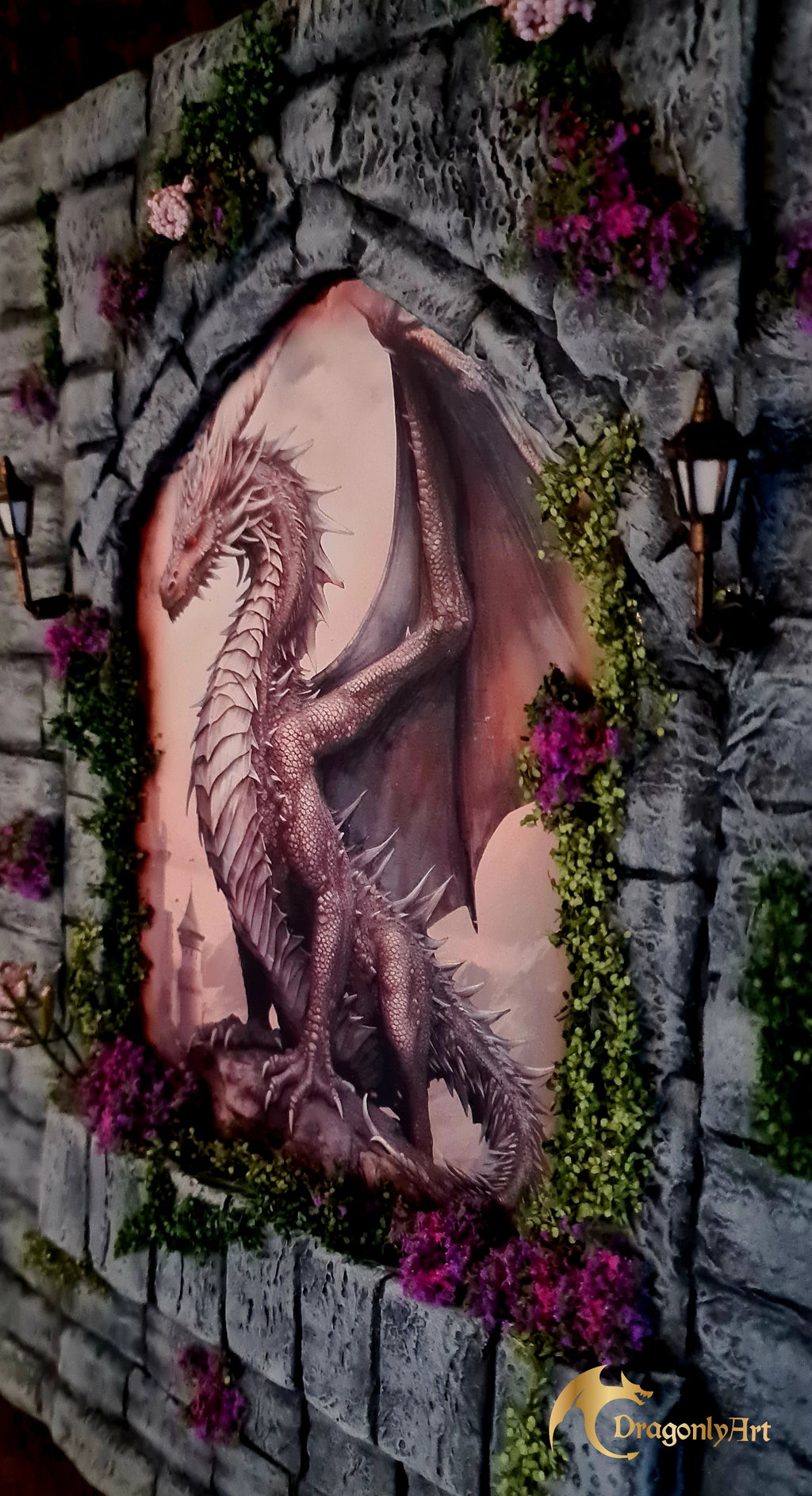 Dragon Window – Mixed Media Wall Art with Working Lights