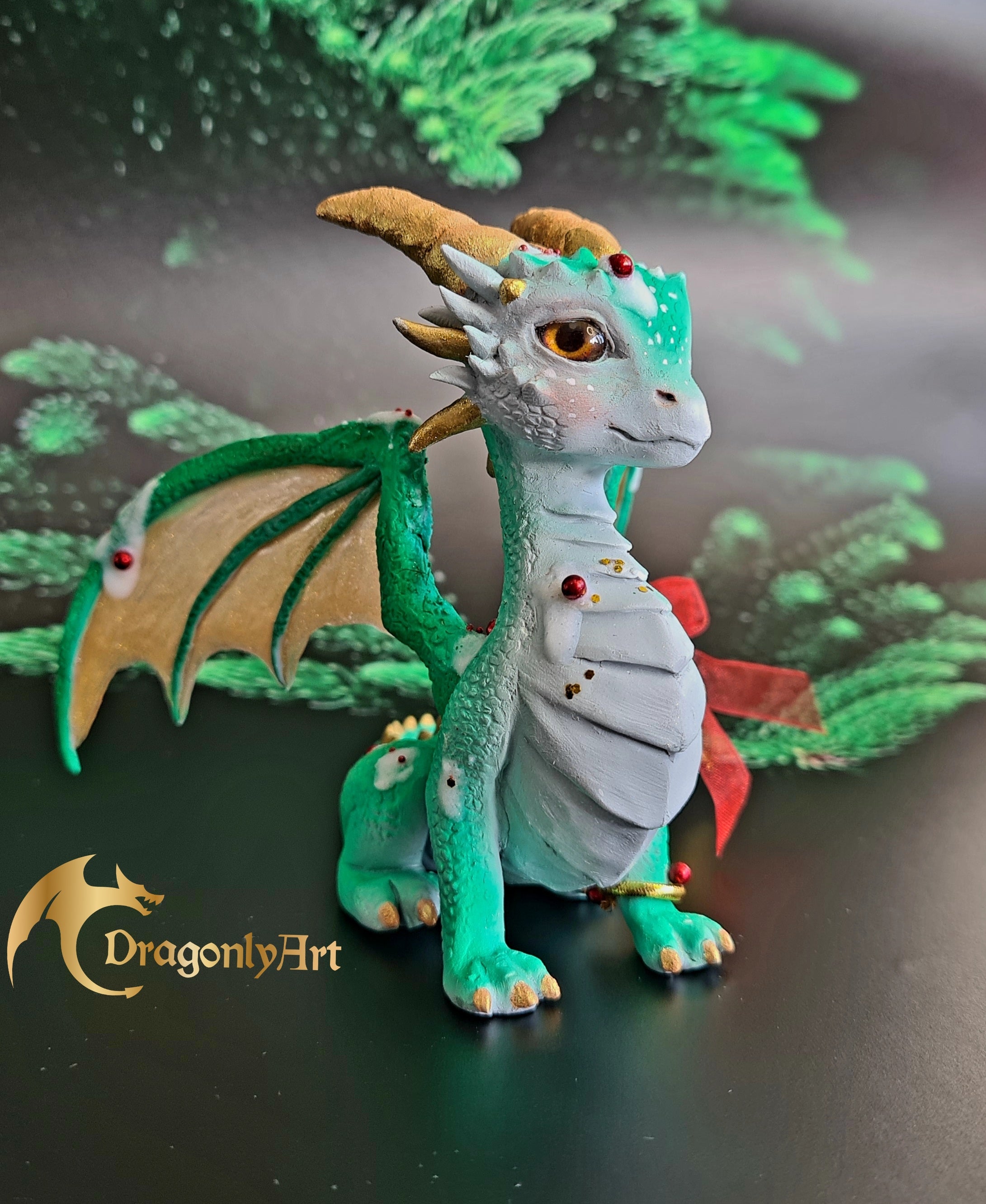 Christmas Dragon – Hand Sculpted Holiday Dragon